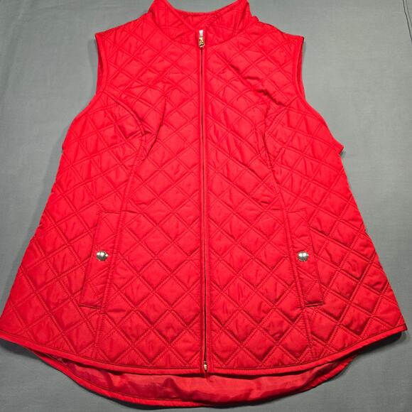 croft & barrow Jackets & Blazers - Croft Barrow Red Quilted Puffer Vest Classic Full Zip Sleeveless Women's Size M